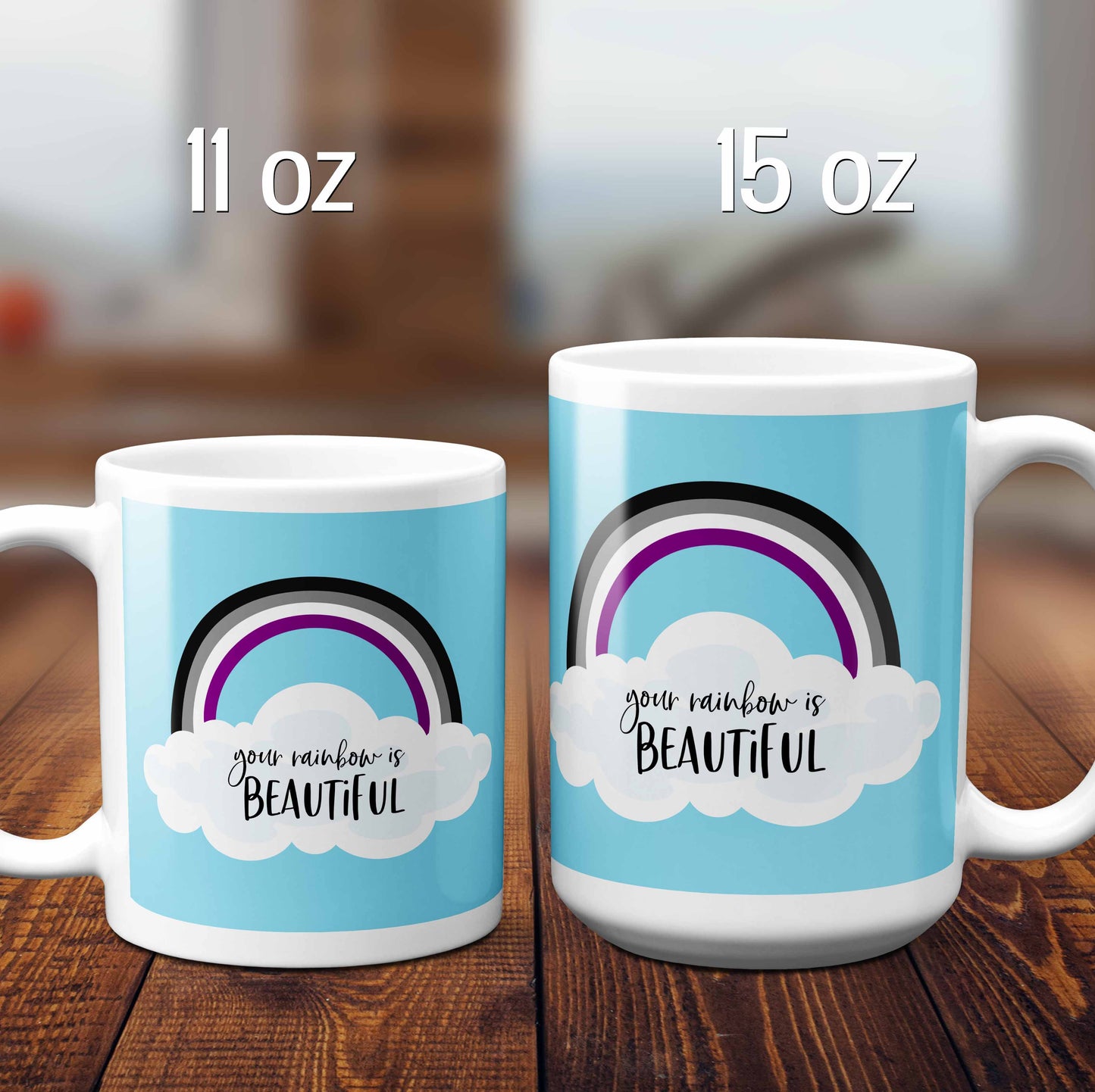 Asexual Pride Rainbow Mug with Optional Personalization
