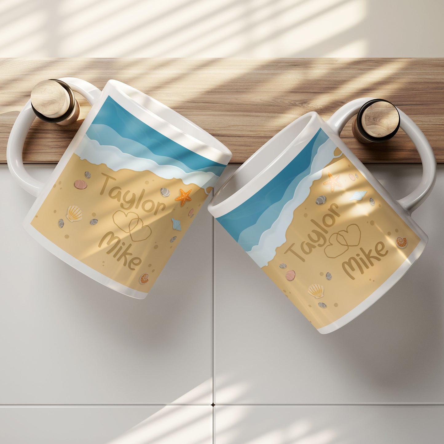Personalized Love at the Beach Mug in two sizes