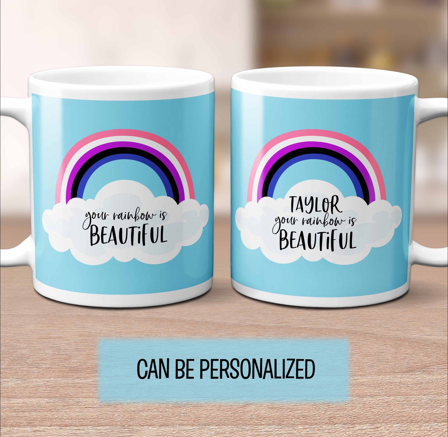 Genderfluid Pride Rainbow Mug with Optional Personalization