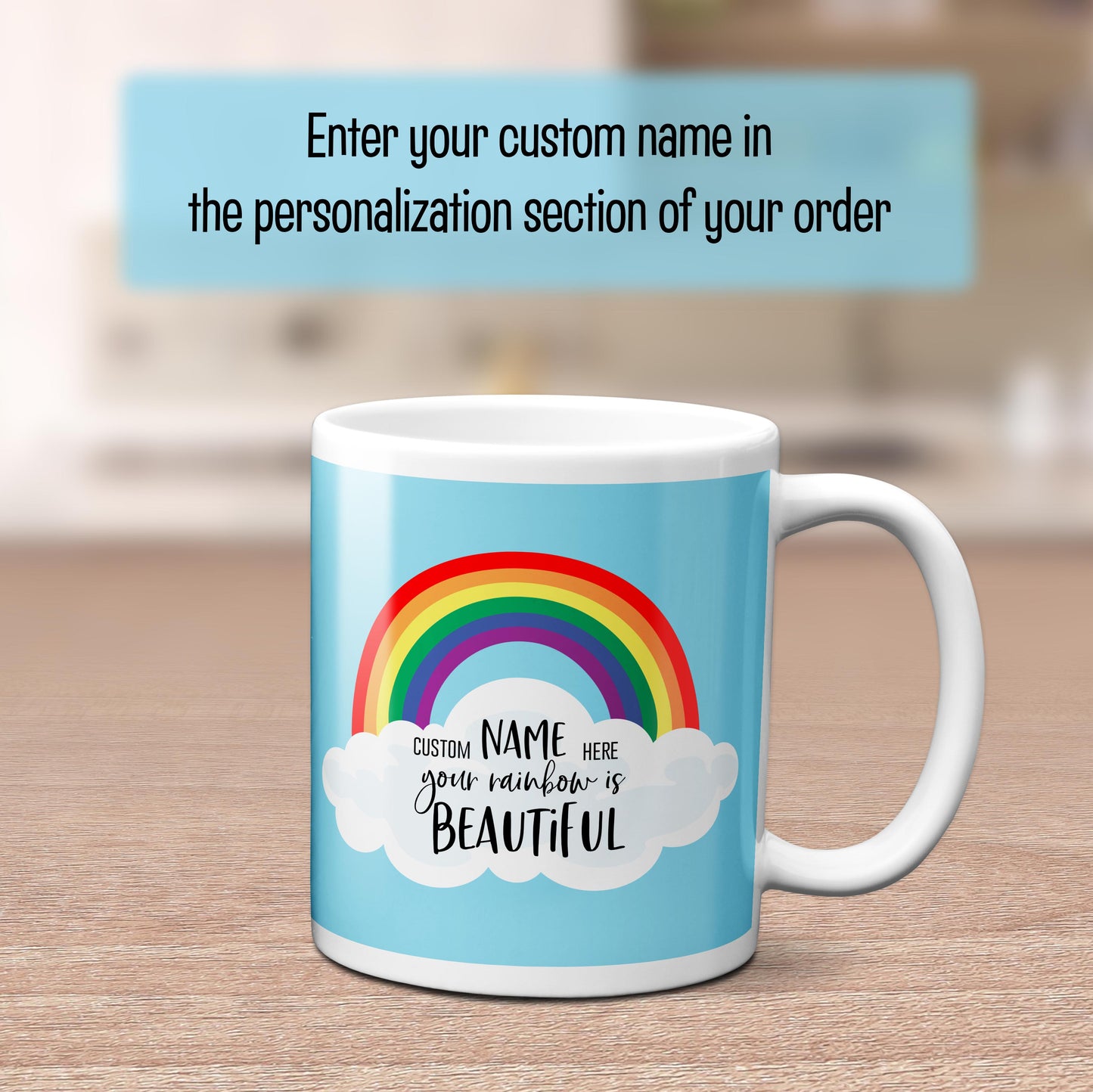 Pride Rainbow Mug with Optional Personalization