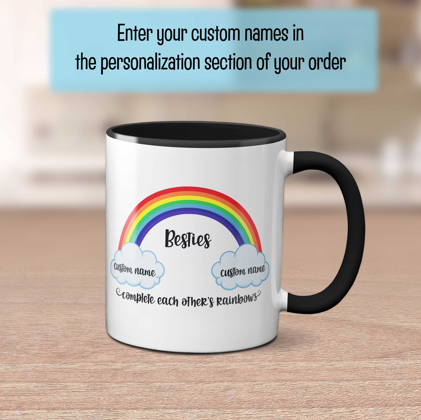 Personalized Rainbow Besties Mug in two sizes