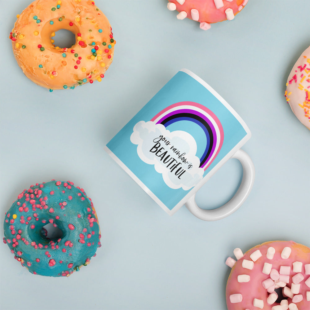 Genderfluid Pride Rainbow Mug with Optional Personalization