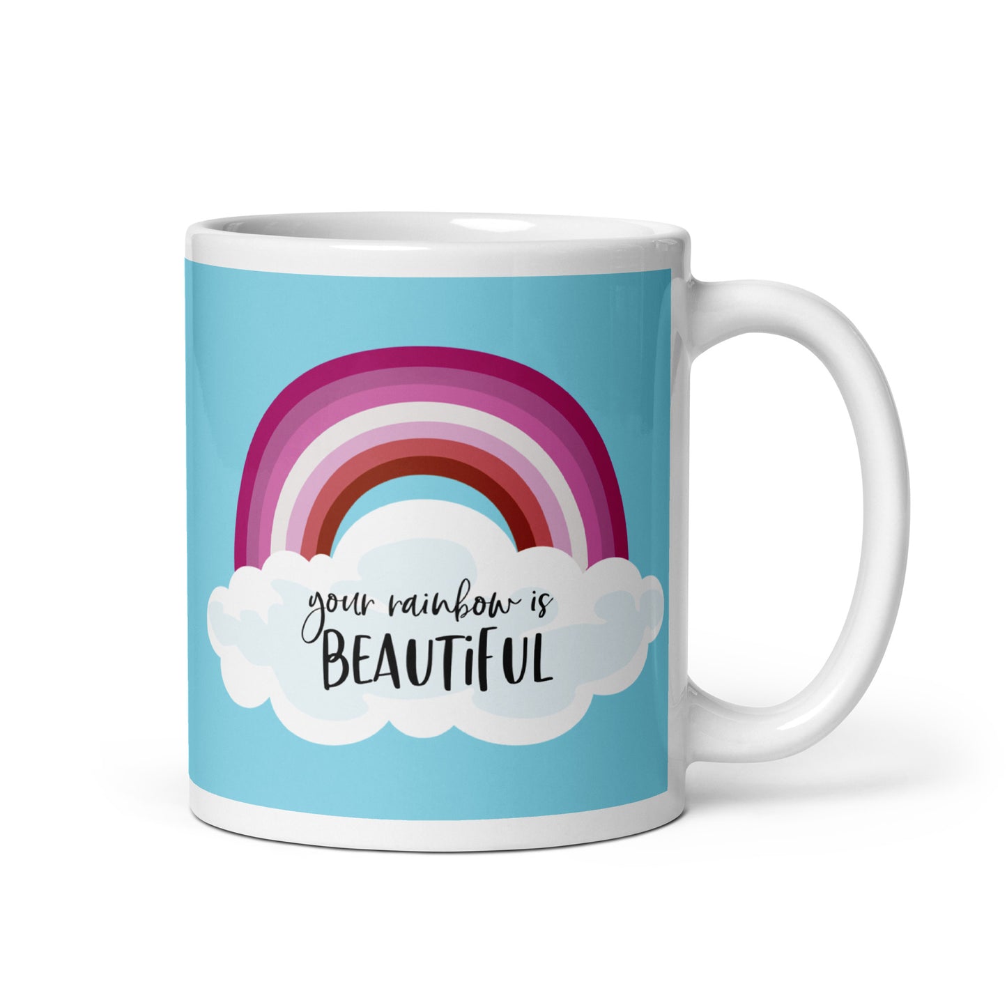 Lesbian Pride Rainbow Mug with Optional Personalization