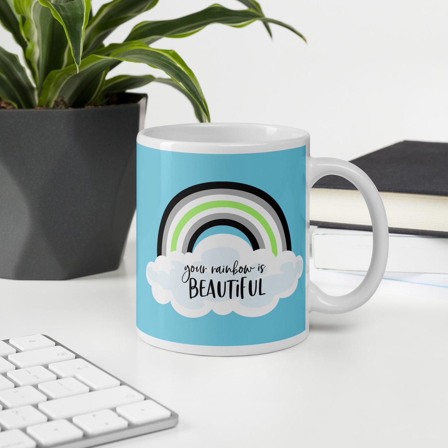 Agender Pride Rainbow Mug with Optional Personalization